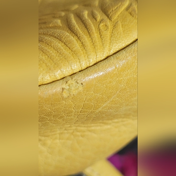 Fossil Vintage Butterfly Mustard Yellow Leather‎ Crossbody Purse Bag - Picture 4 of 7